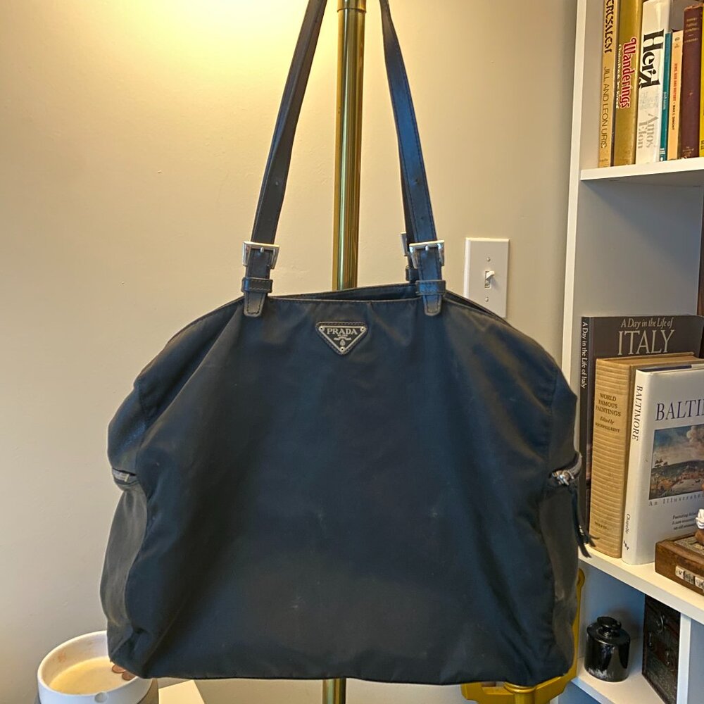 Prada Nylon And Leather Tote